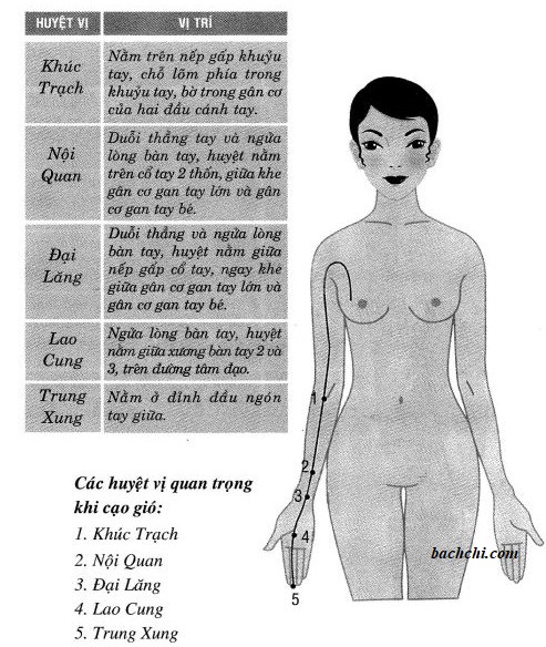 Cách xác định các huyệt cạo gió